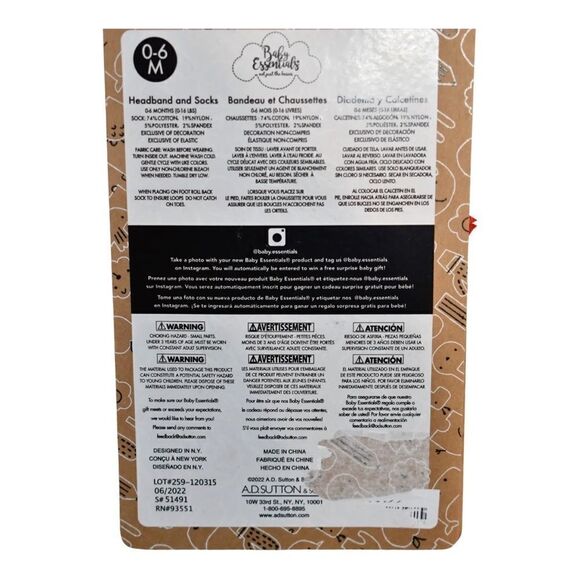 Baby Essentials Christmas Santa Socks and Headband Girl's Size 0-6 Month NWT - Picture 4 of 5